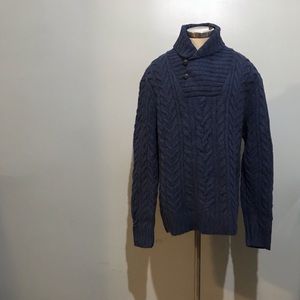 Ralph Lauren Shawl Sweater Size L Wool Cable Knit